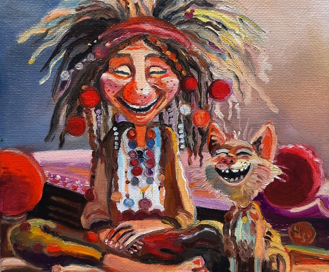 送料無料】ロシア 面白い絵画 オリジナルアート キャンバスに描かれた