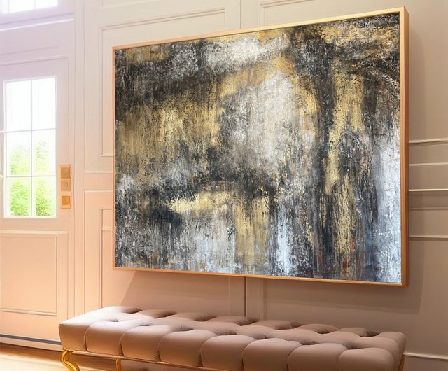 東京のアクリル画 金色背景 金のアクリル絵の具を使った背景の塗り方