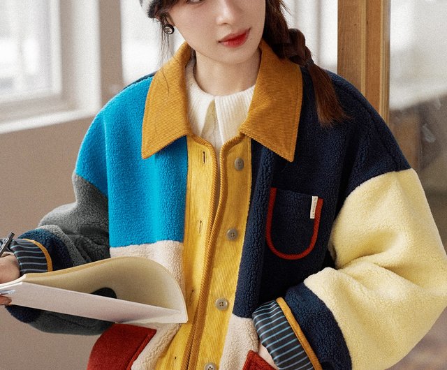 カラフルチェック柄ボアジャケット|アウター|2色|秋冬物|Sora-1674