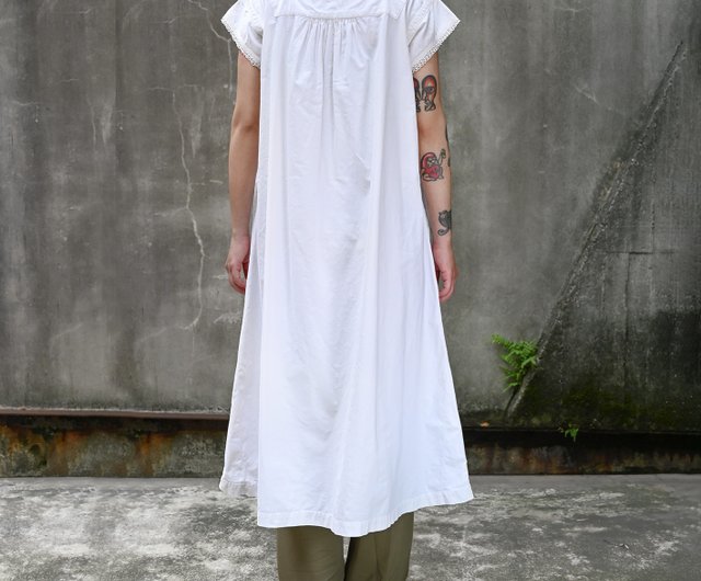 台湾 1900-30s フランスアンティークリネンドレス / アンティーク