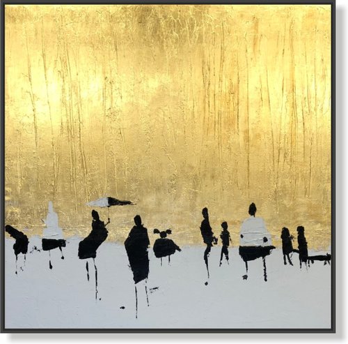 lovepipipi｜黒と金のテクスチャーアート2枚組｜絵画・現代アート