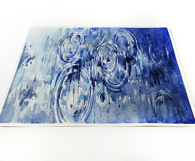 ロシア 雨の絵 原画 北欧アート 水彩画 抽象画 ウォールアート