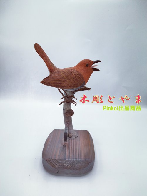 コマドリ【木彫バードカービング】 木彫とやま | 置物 - Pinkoi