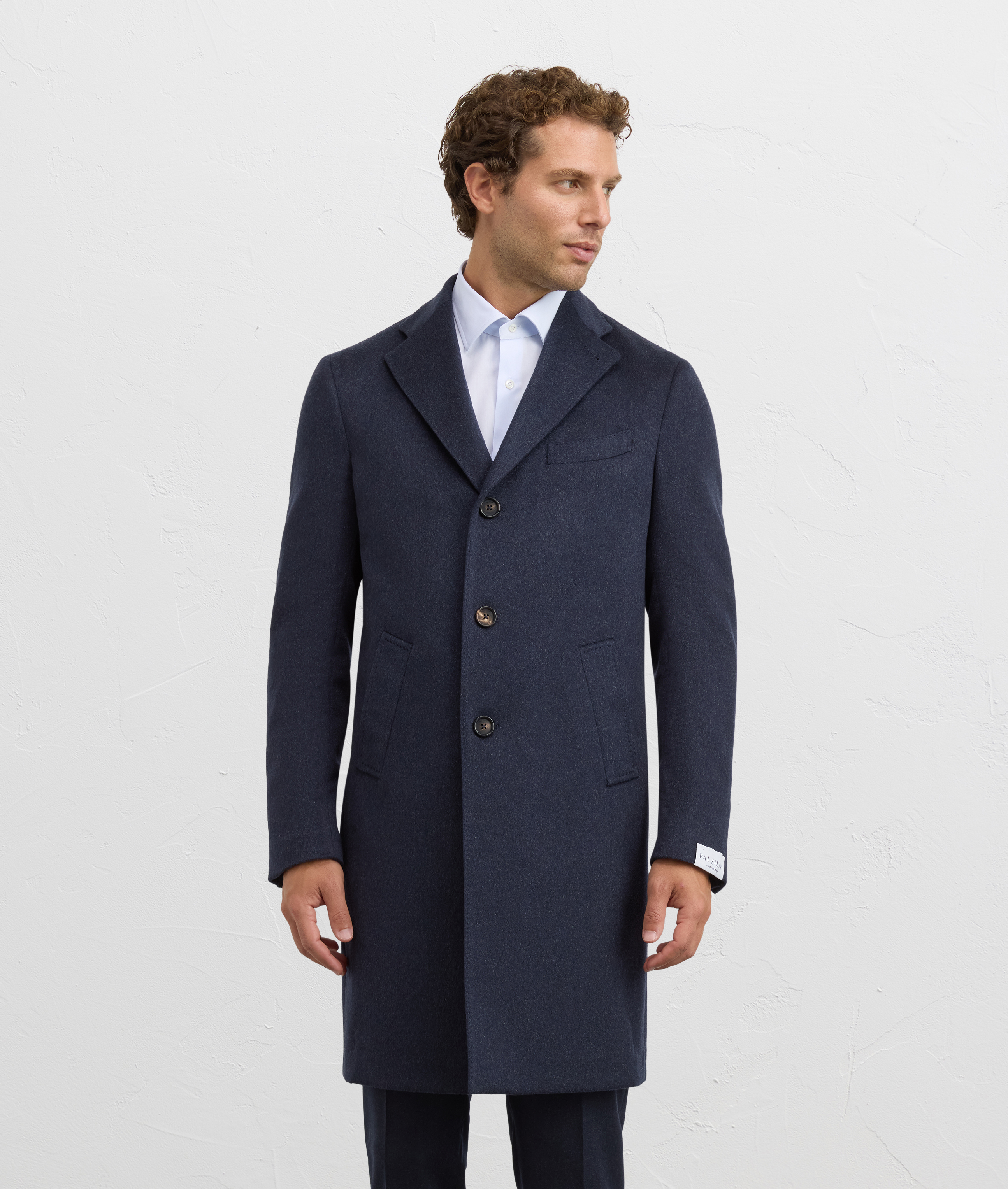 navy blue cashmere single breasted regular fit coat Pal Zileri