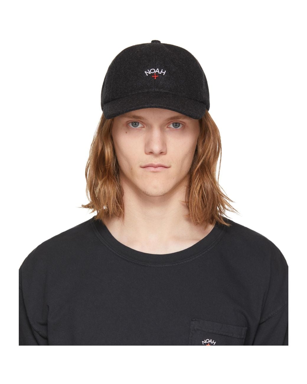 Noah Black Wool Logo Cap for Men | Lyst