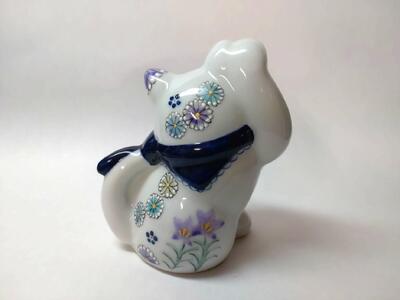 青）招き猫 花詰 九谷焼 | 石川県金沢市 | ふるさと納税サイト「ふるなび」