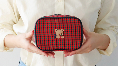 ポーチ（680022）XF（赤系チェック） ポーチ 播州織 小物入れ ふるさと