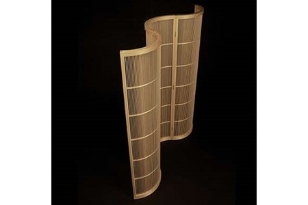 組子細工 衝立「波」 3連（国産ヒノキ）組子細工 組子 パーティション