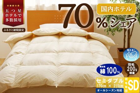 セミダブル】5つ星高級ホテル多数採用 国内シェア70％ 羽毛布団