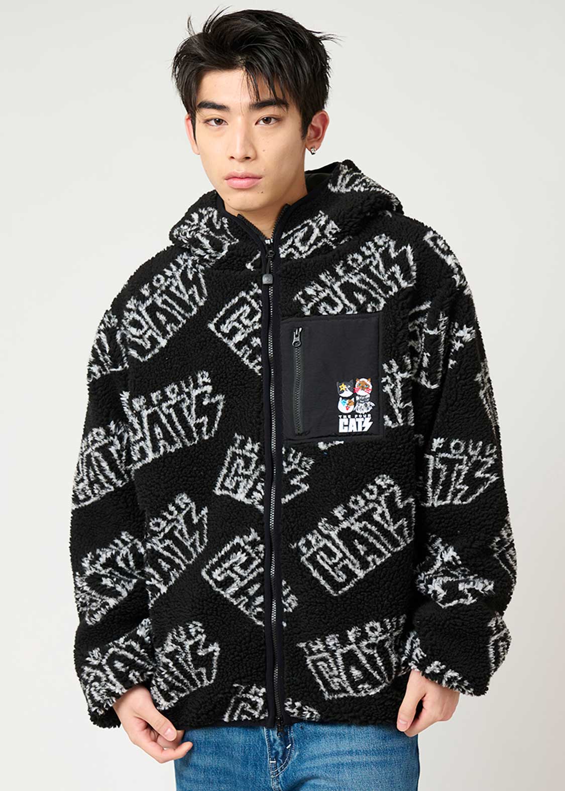 ザ フォーキャッツ｜ジャカードボアジップパーカー｜ユニセックス