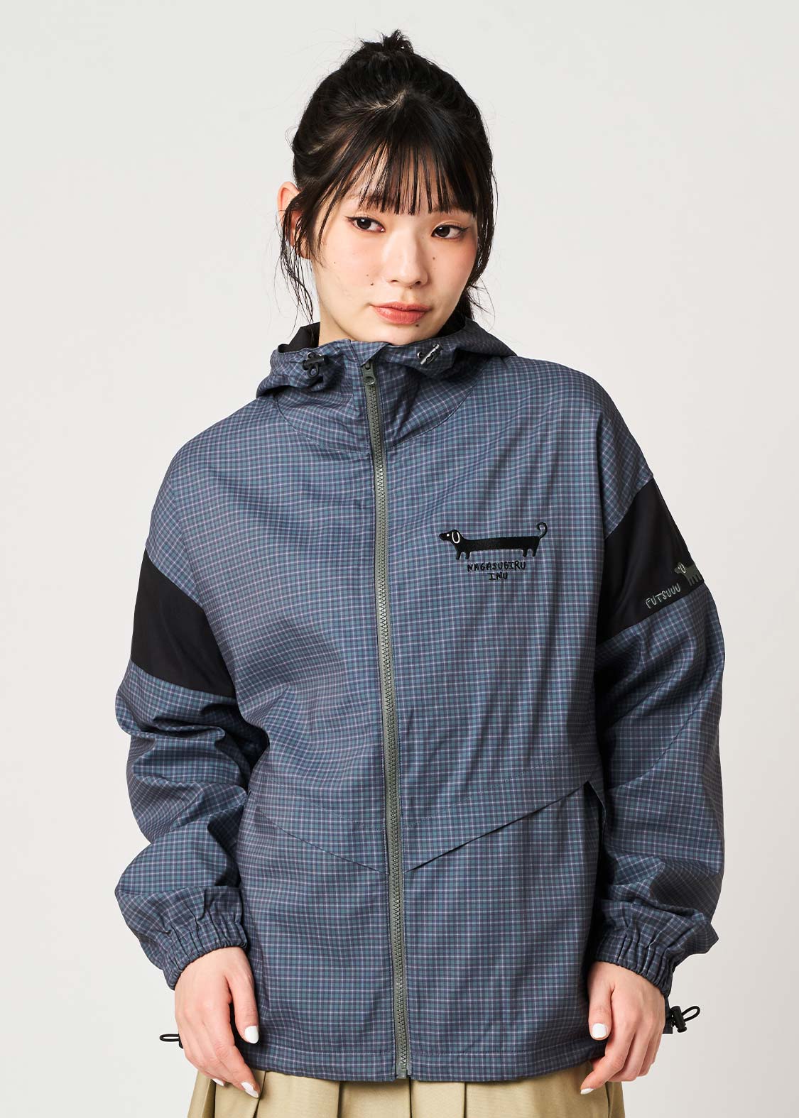 ナガスギルイヌ｜チェックフードブルゾン｜ユニセックス｜グラニフ