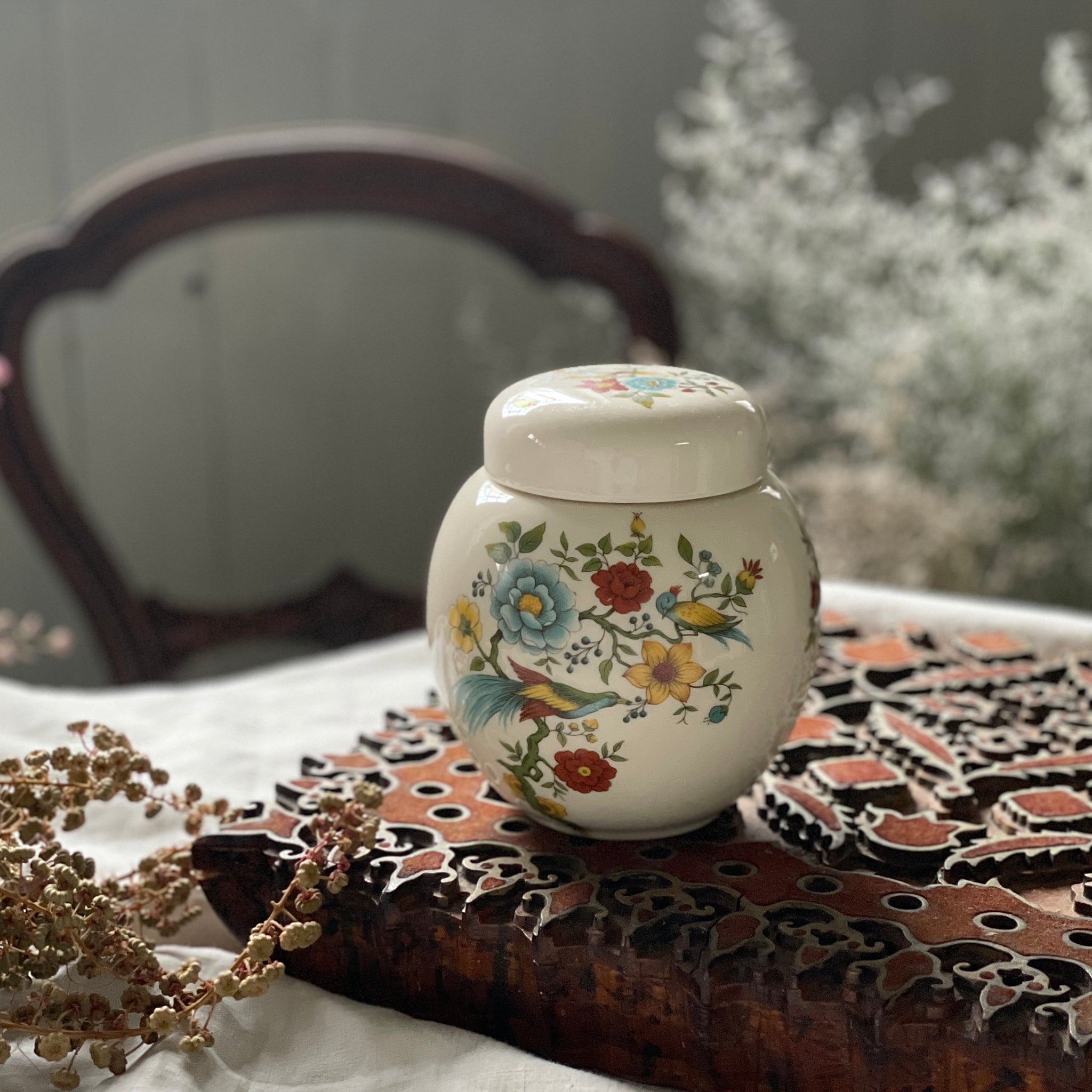 SADLER社ジンジャーポット（高さ13cm）鳥 イギリスアンティーク