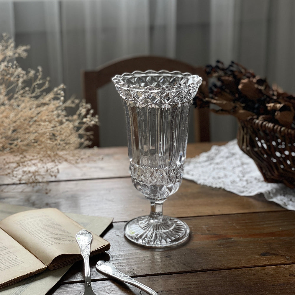 フランスアンティーク オパールセントガラスの花瓶 グラス フラワー