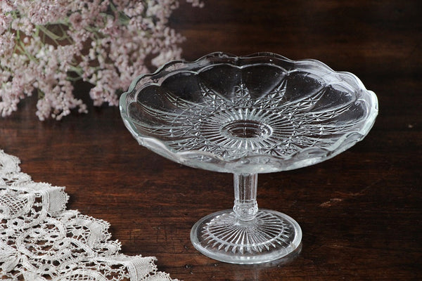 凛とした立ち姿が美しいガラスコンポート（直径19cm ） イギリス