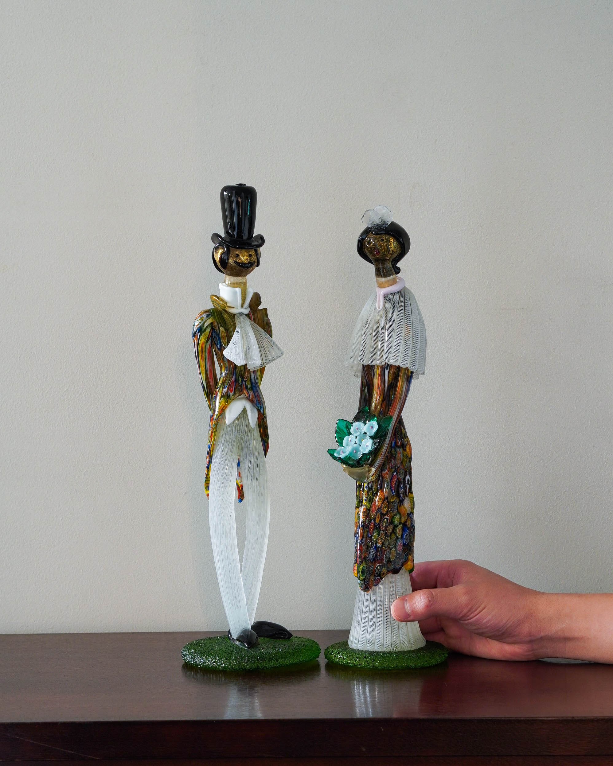 ムラーノガラス（ベネチアングラス）〈オブジェ／置物〉ペア人形「未来