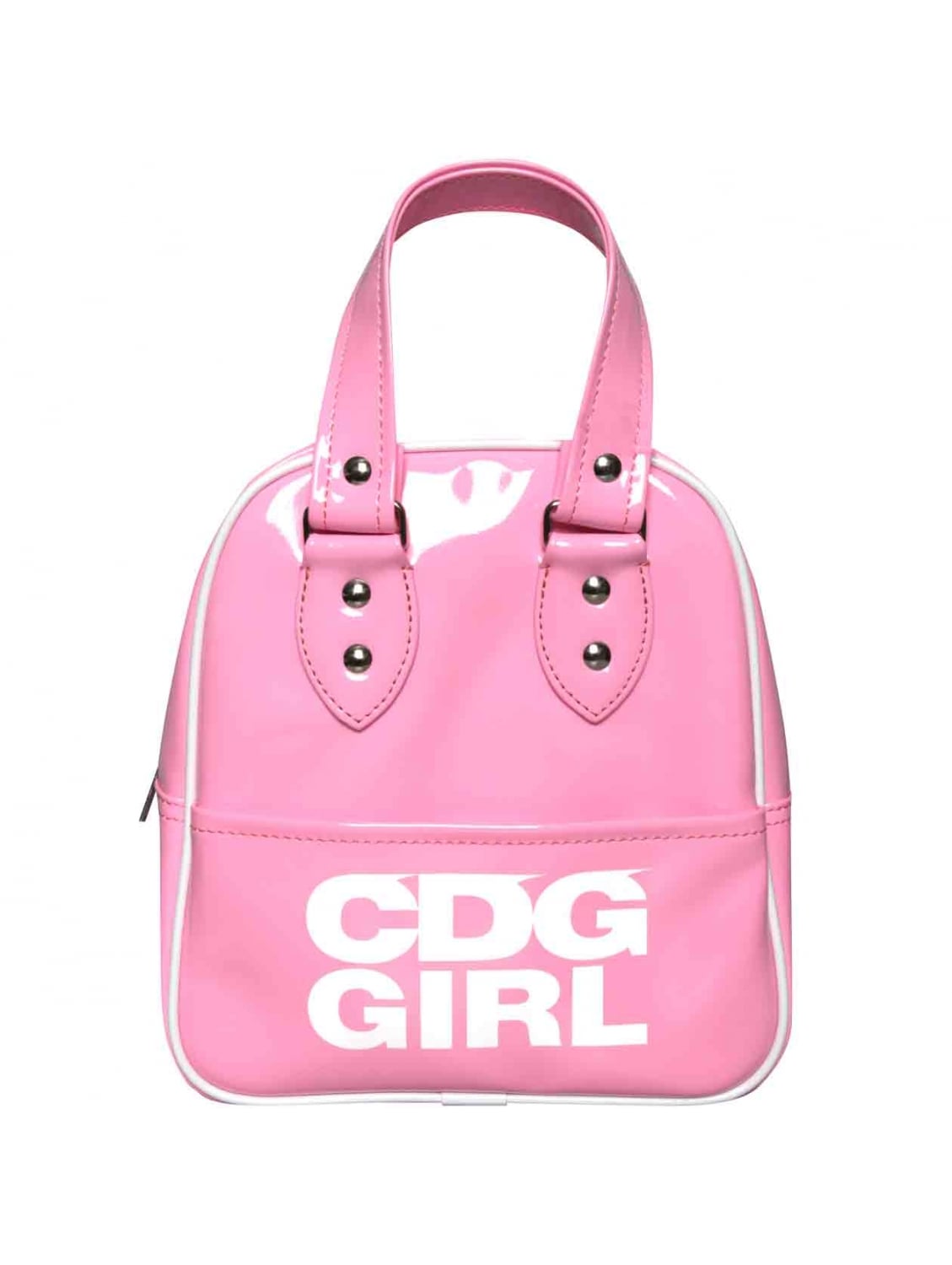 コムデギャルソン ガール ロゴ エナメルトートバッグ ピンク