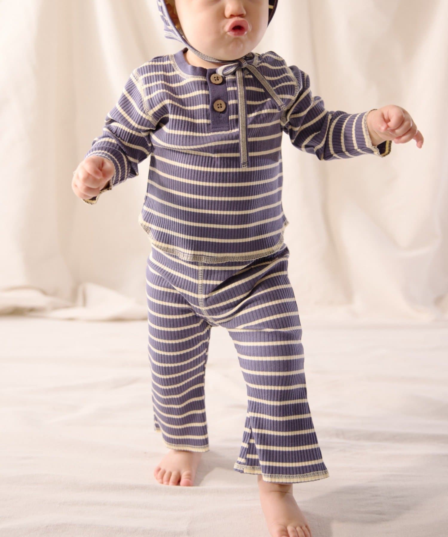 BABY】【Qinn】ボーダーリブヘンリートップス | CIAOPANIC TYPY(チャオ