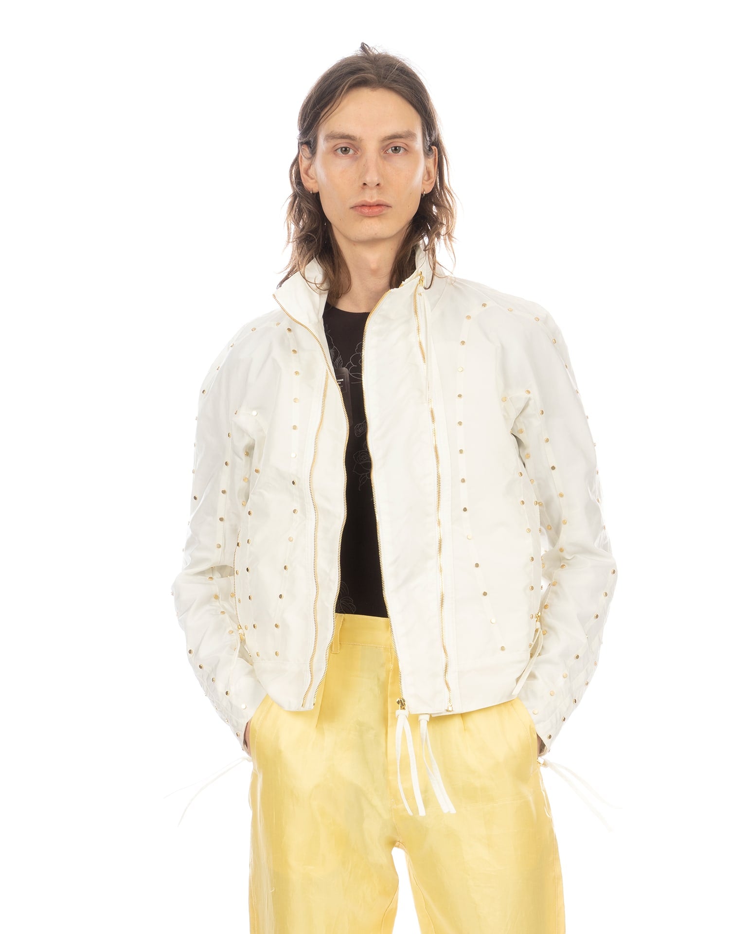 KANGHYUK | Airbag Stud Biker Jacket Off White | Concrete