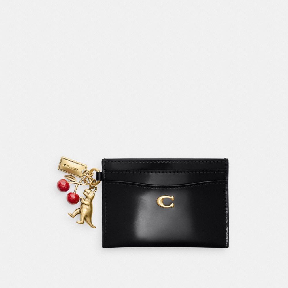COACH® | Essential Card Case In Spazzolato Leather With Charms