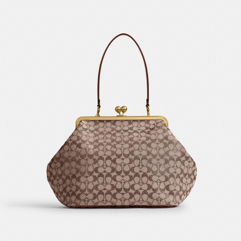 COACH® | Large Kisslock Frame Bag In Crystal Signature Jacquard