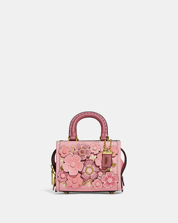 極美品 coach コーチ ミニボストン ティーローズ がま口 2way 茶 極美