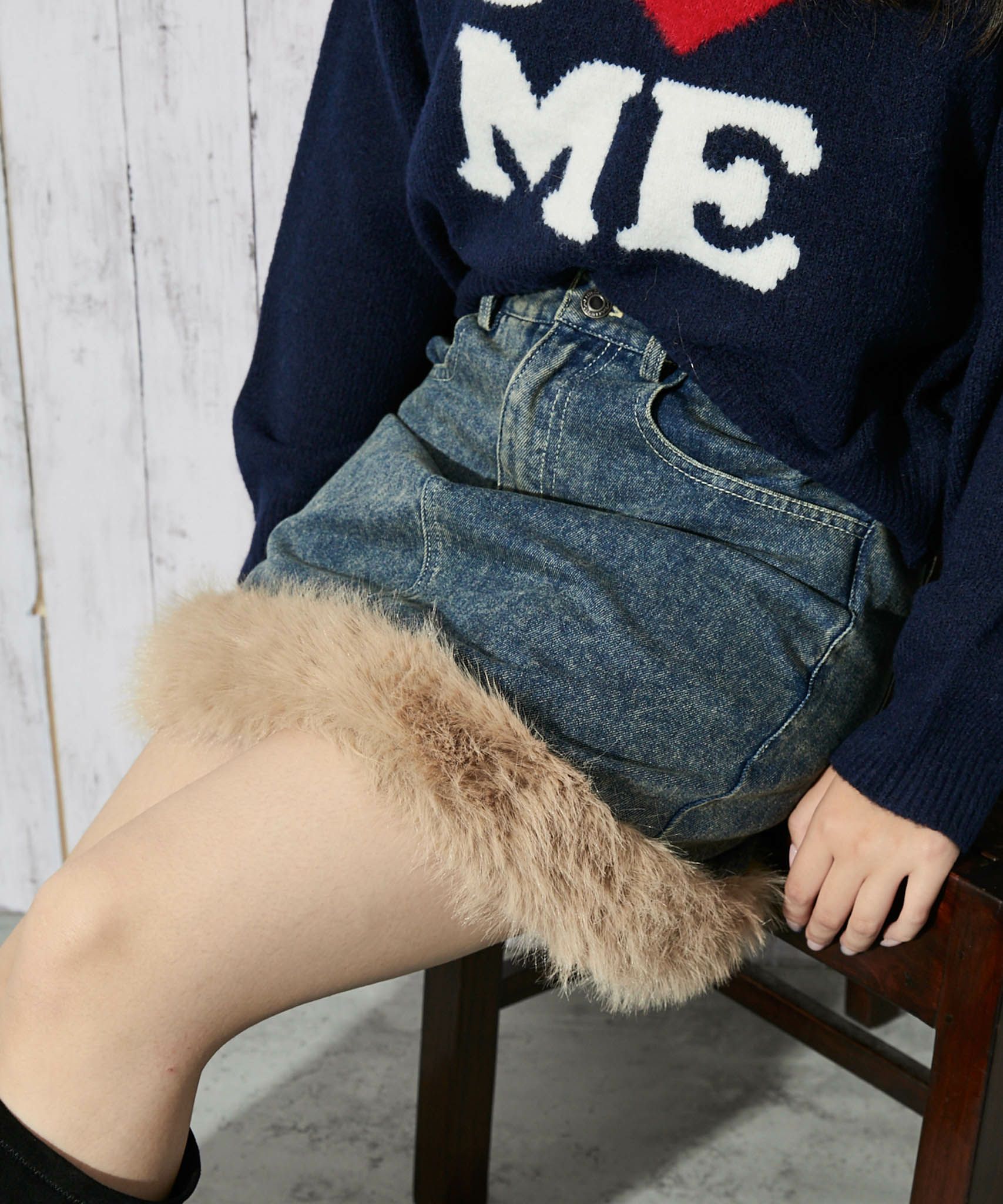 ファー裾デザイン》レディース デニムミニスカート 秋冬 | GORGE