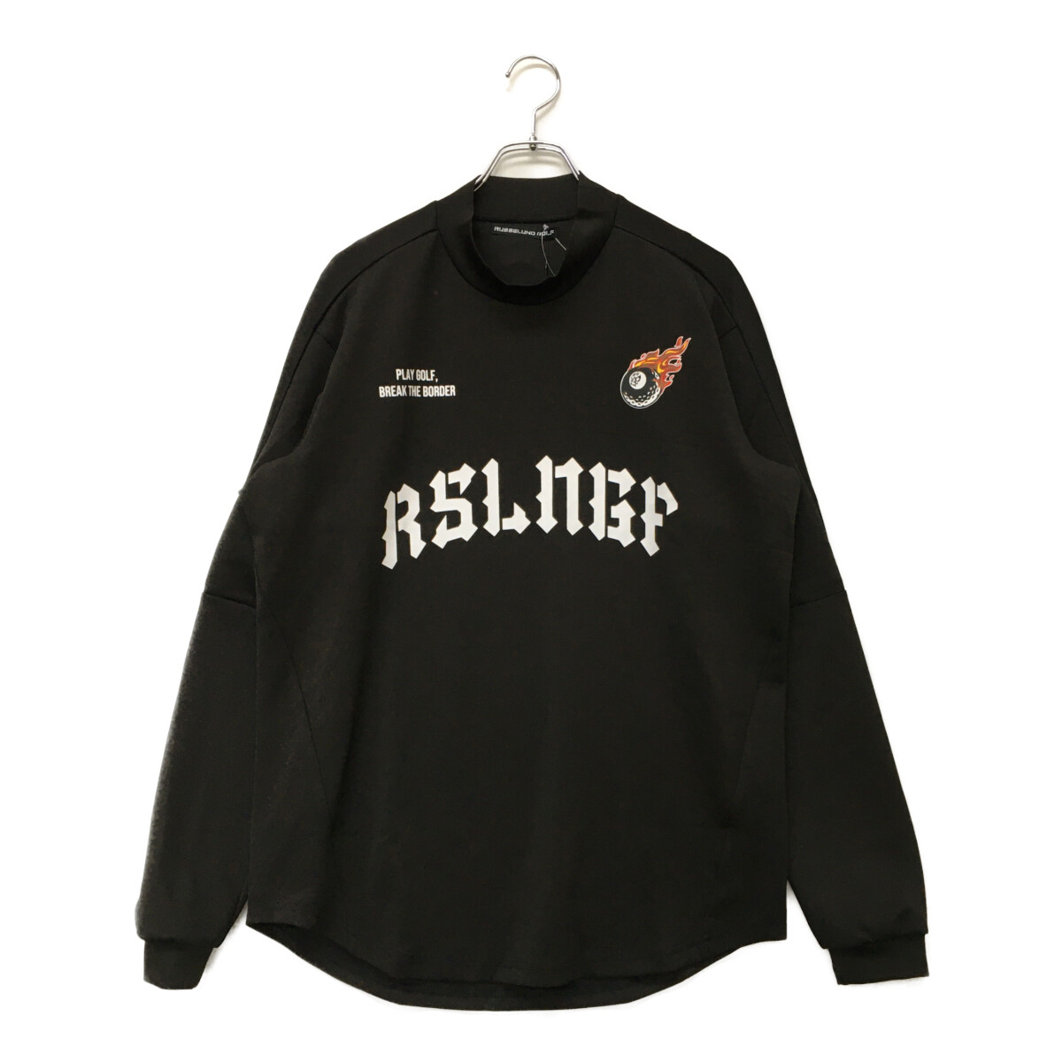 美品】Russeluno ラッセルノ ロゴプリント 長袖モックネックシャツ L