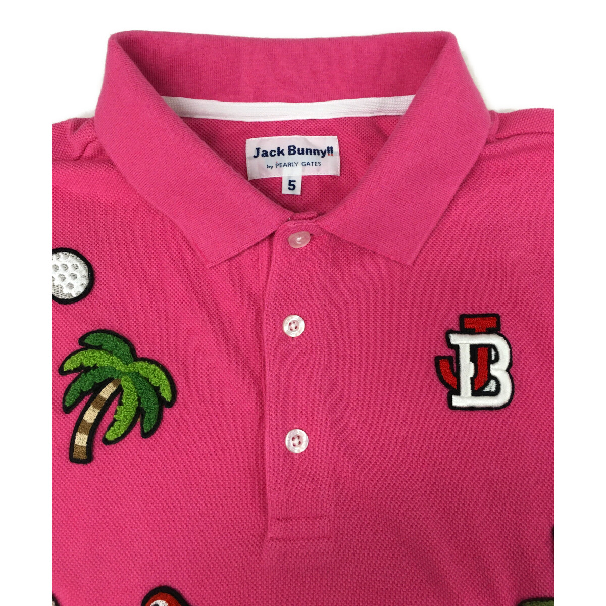 5サイズL ピンク メンズ モックネック 半袖 ジャックバニー ゴルフ