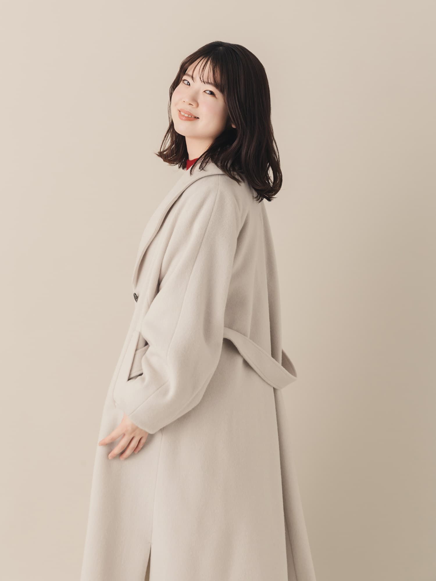 ショールカラーバックタックフレアコート-short & regular | 小柄・低