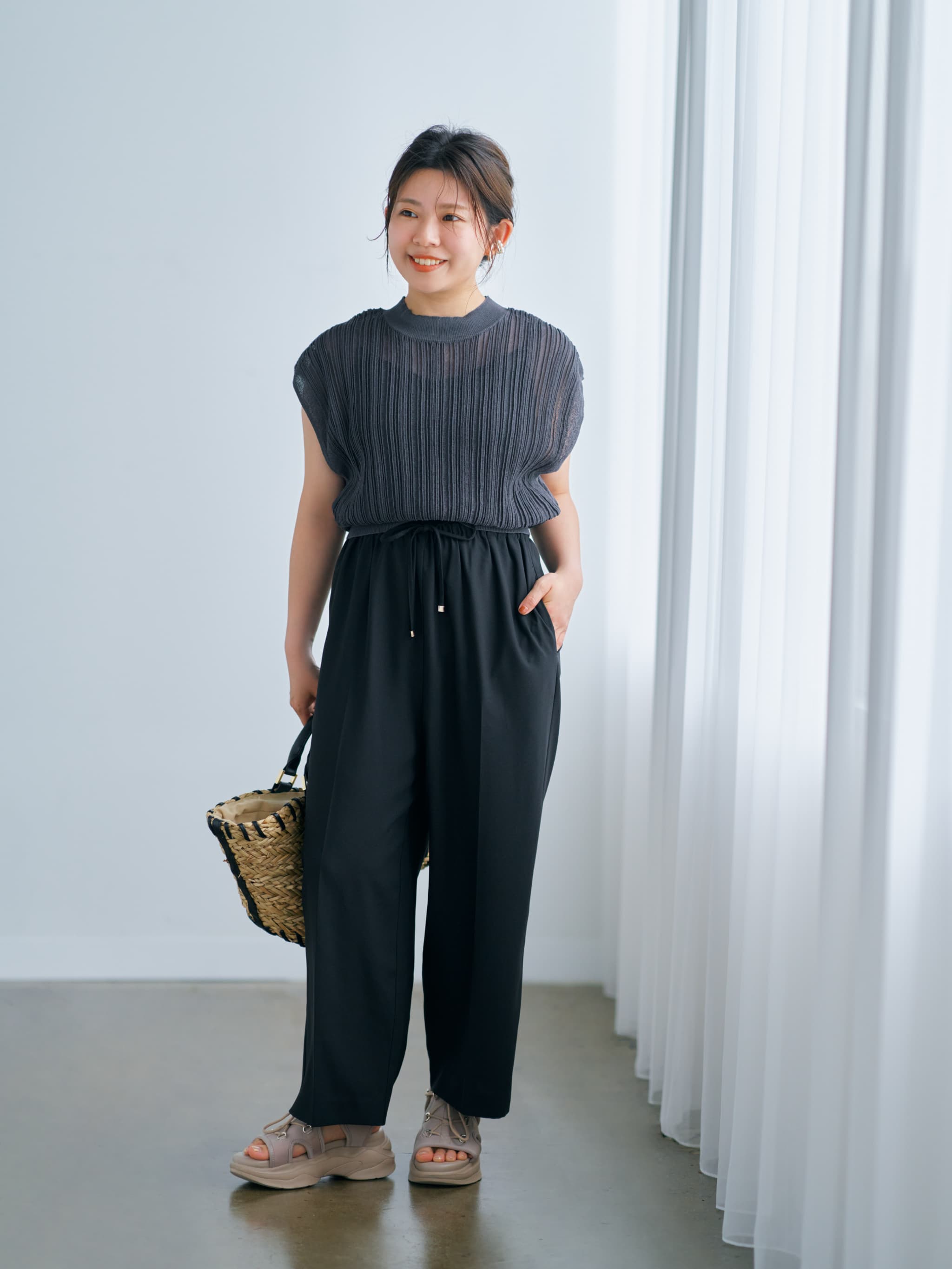 センタープレスドロストイージーパンツ-short & regular | 小柄・低