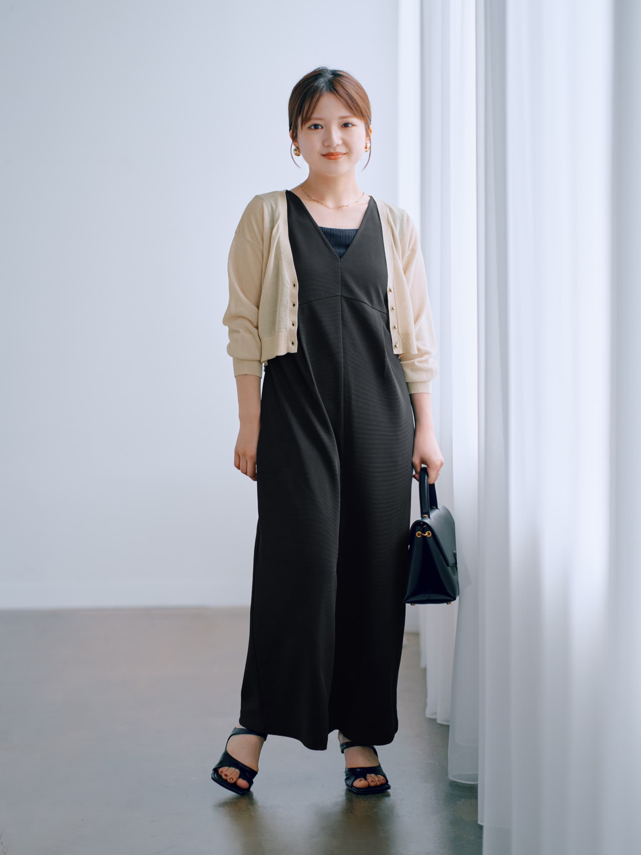 メゾンドドルチェ ツイードサロペットパンツ ブラック M dolce. maison