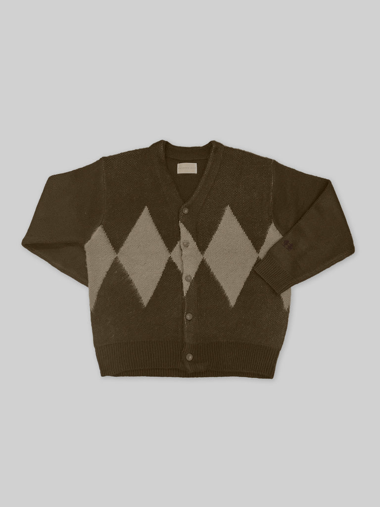 JINDAI アーガイルカーディガン JIN&KANA ブラウン – COLLEGE MARKET