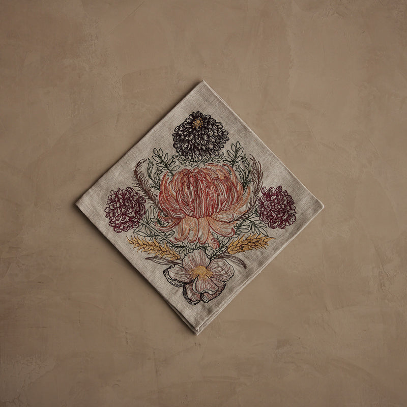 Autumn Mums Dinner Napkin | Coral & Tusk
