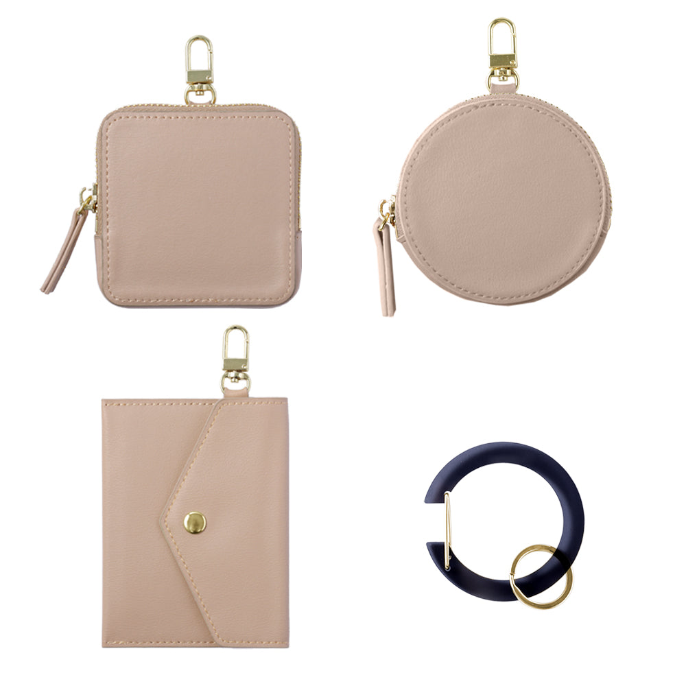 ヴィーガンレザー くすみパステルカラー 選べるミニポーチ カラビナ