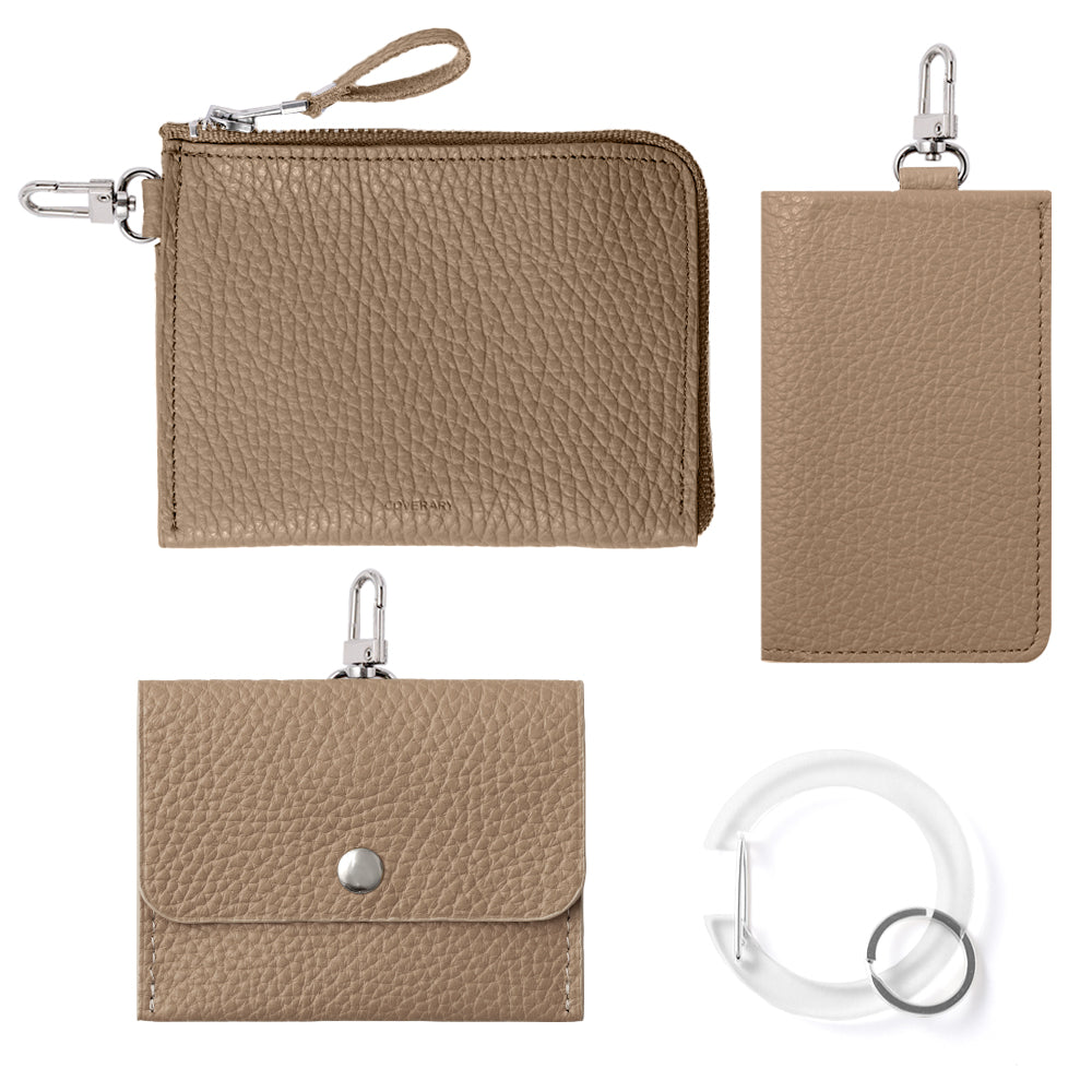 本革 イタリアンシュリンクレザー ポーチ カラビナ＆吊り下げフック