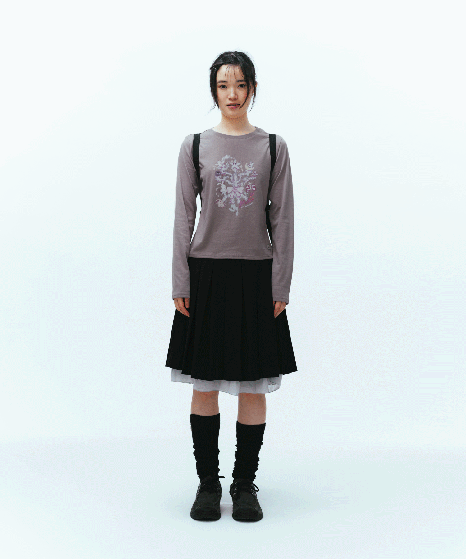 MUSINSA公式 | COYSEIO DOUBLE WAISTED PLEATS SKIRT BLACK