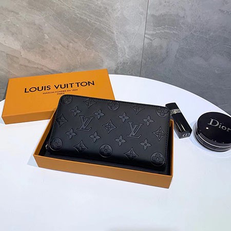 ルイヴィトン 財布 モノグラム 型押し lv 長財布 ファスナー メンズ