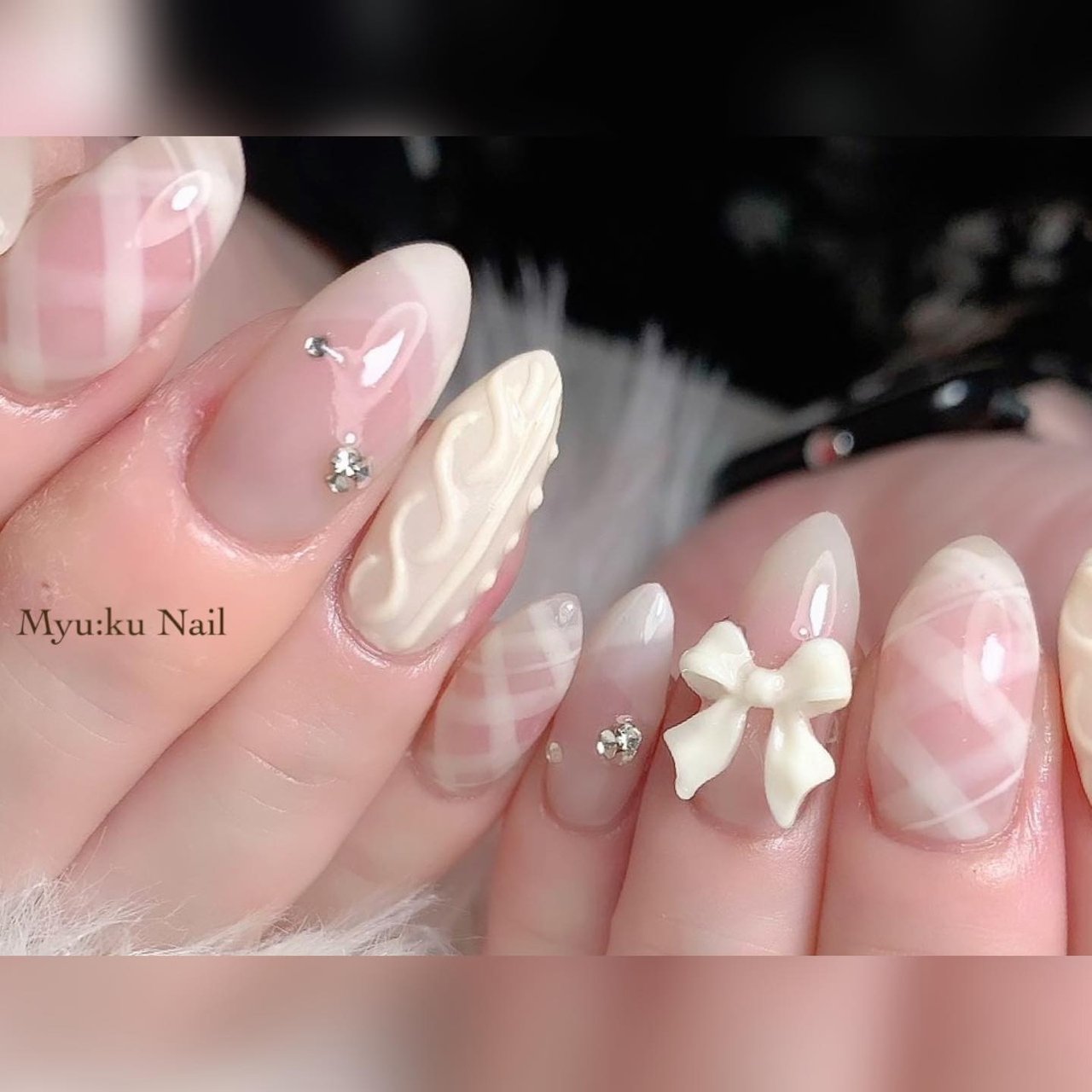 うゆ ホワイトチェック チークネイルチップ うゆ ホワイトチェック