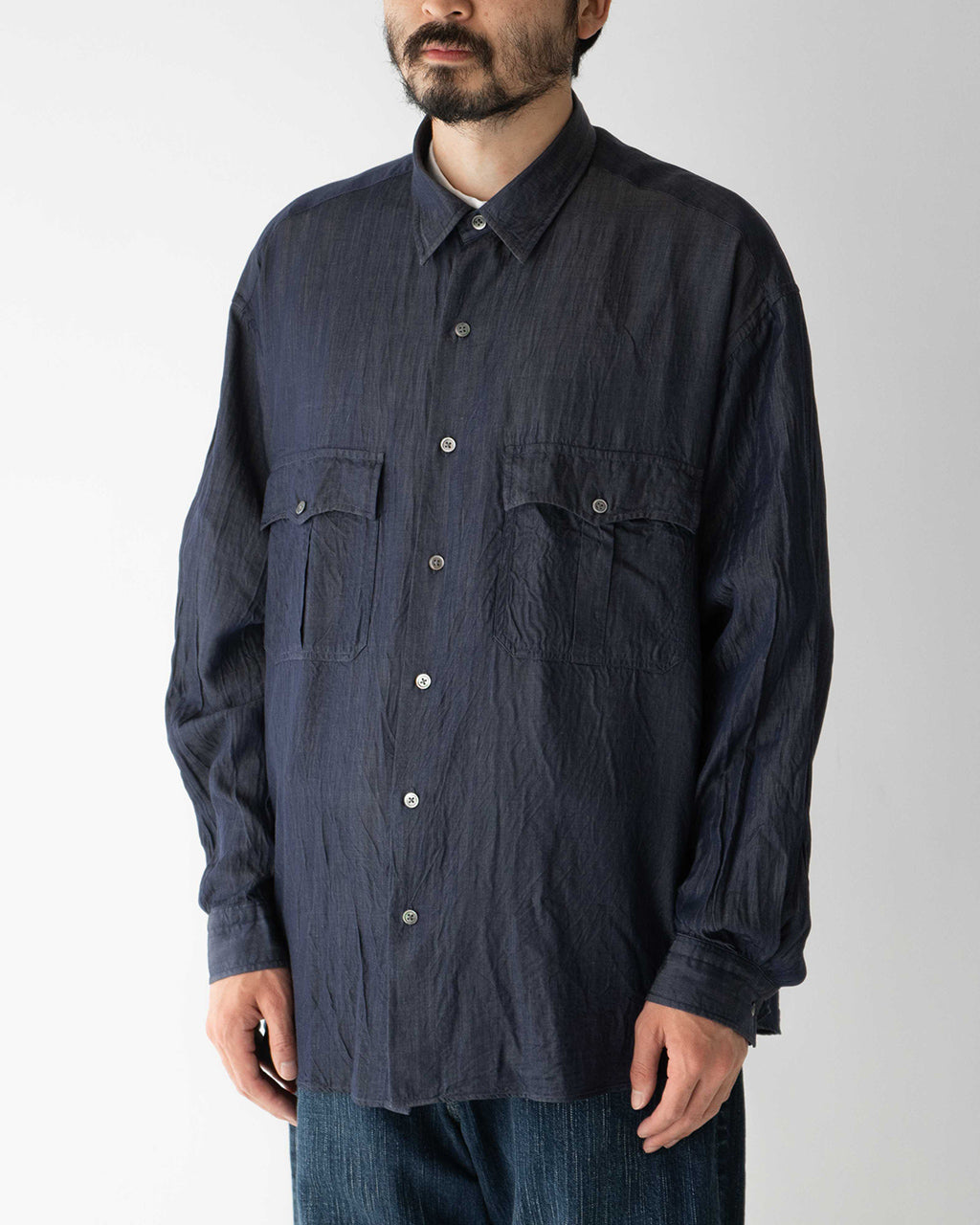 PORTER CLASSIC ポータークラシック 長袖シャツ キュプラ ロールアップ