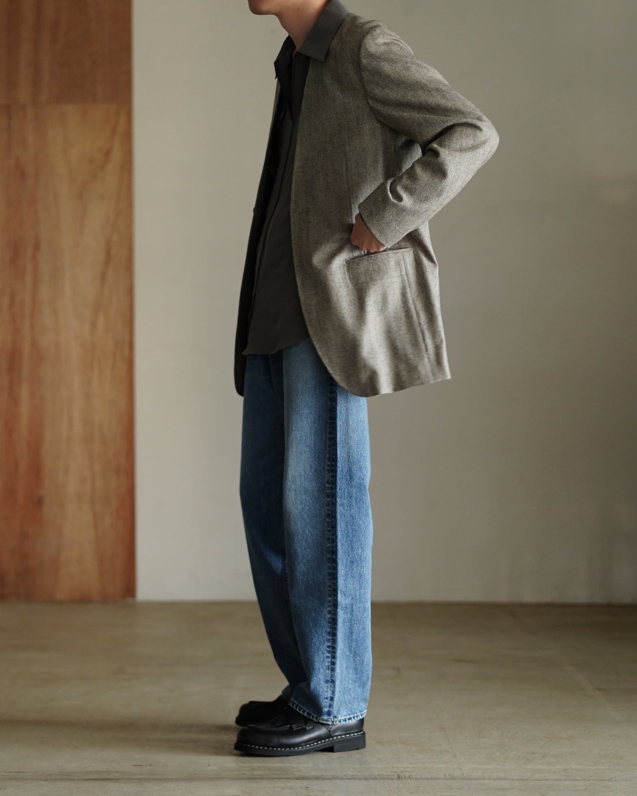 RAINMAKER レインメーカー ノーカラー ロングジャケット メンズ NO