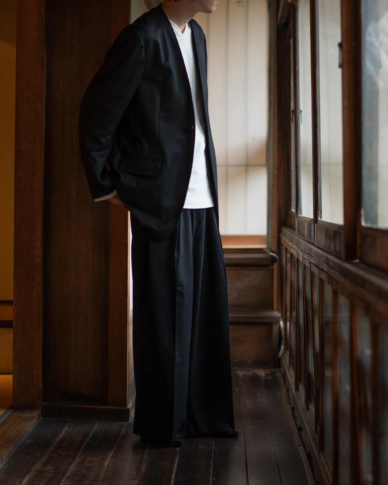 RAINMAKER レインメーカー ノーカラー ロングジャケット メンズ NO