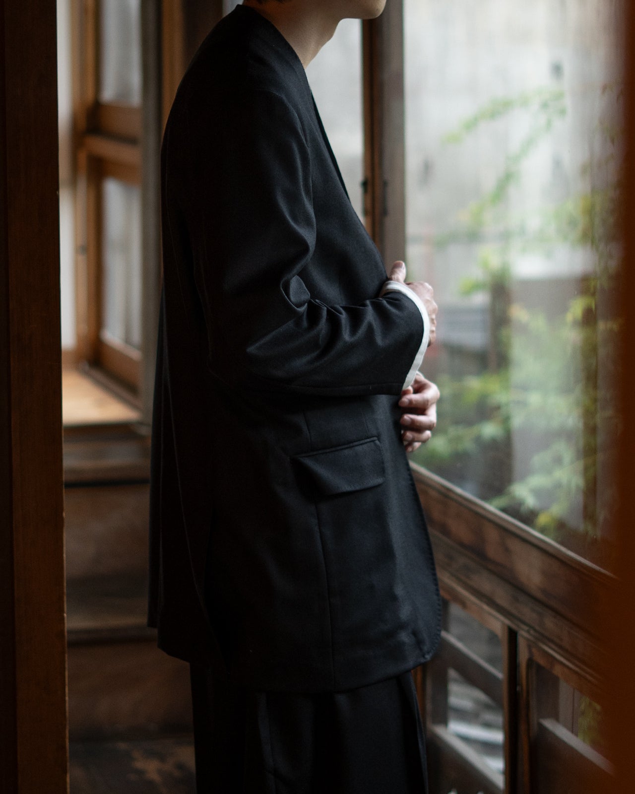 RAINMAKER レインメーカー ノーカラー ロングジャケット メンズ NO