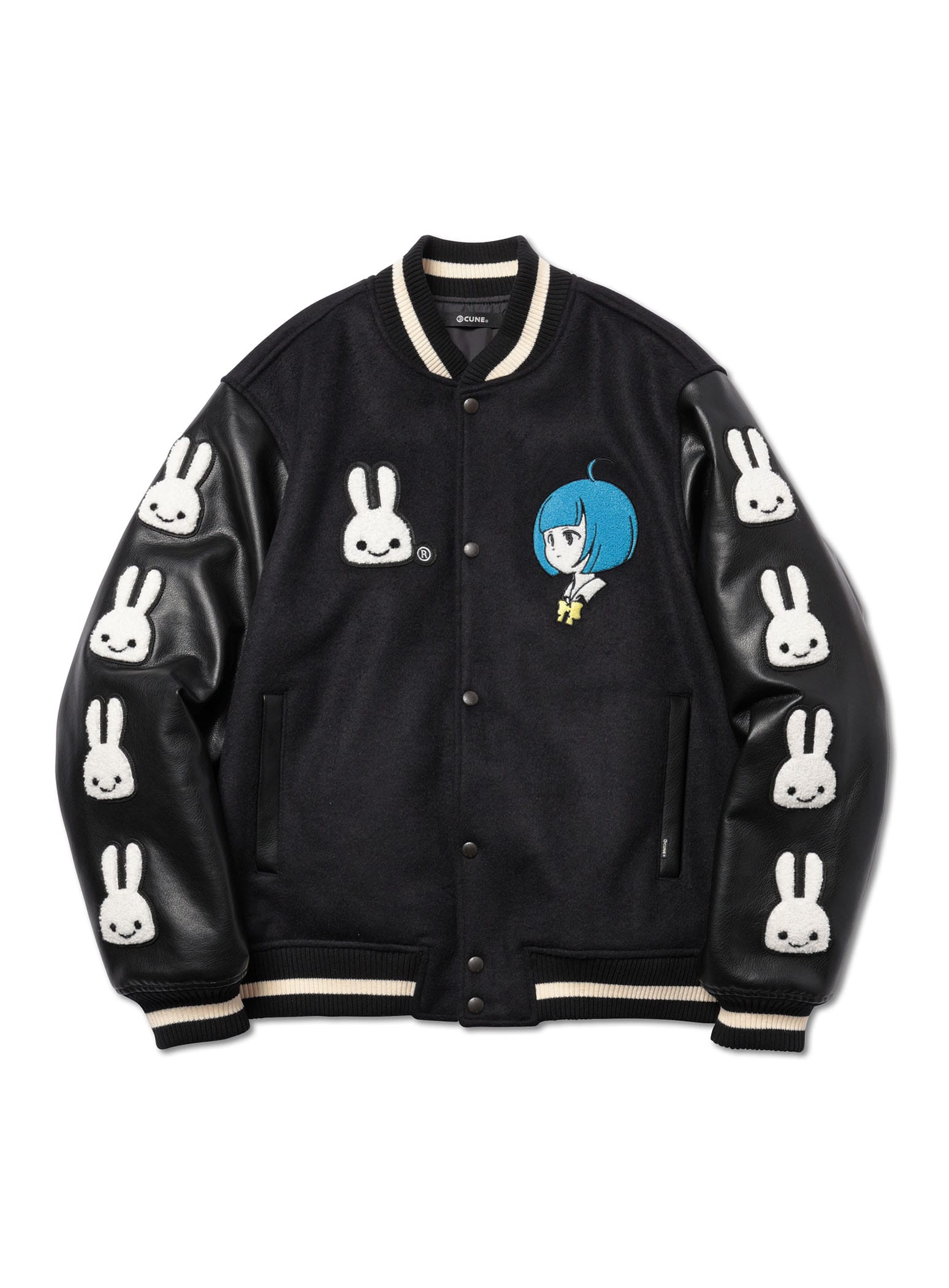 CUNE キューン 八岐大蛇 うさぎワッペン 袖レザースタジャン