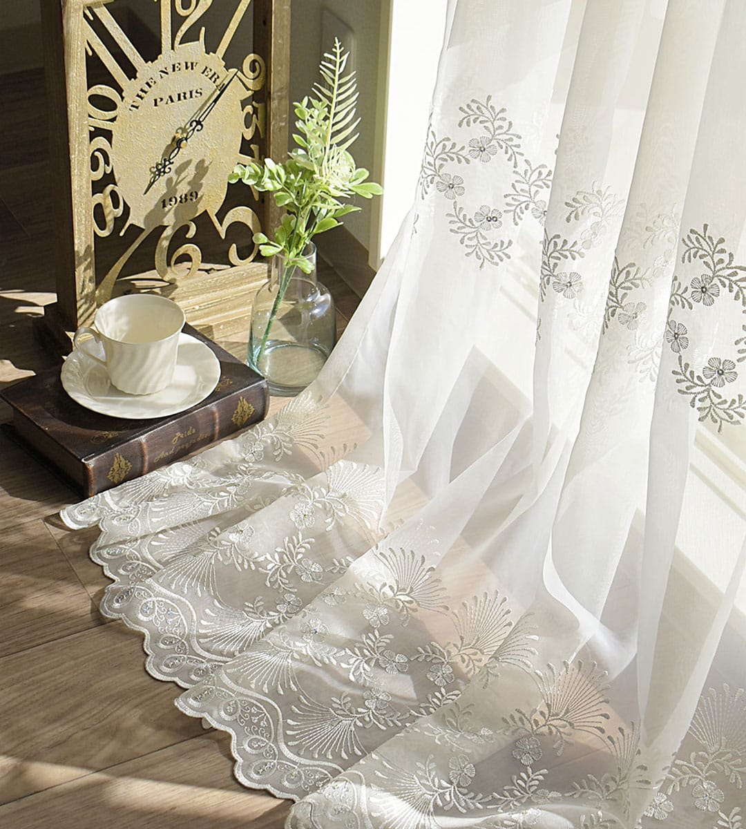 カフェカーテン【ルル様オーダー品 花柄刺繍レース】ハンドメイド