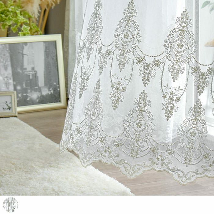 オーナメントモチーフの刺繍が美しいトルコレースカーテン「ジャンヌ