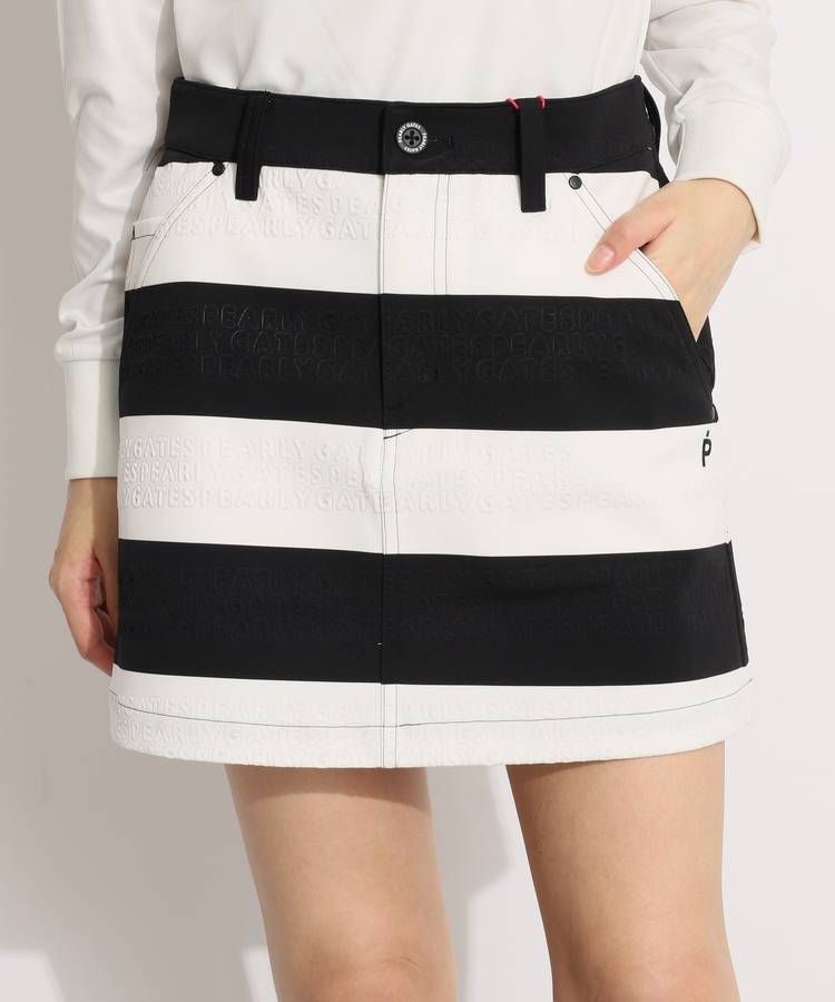 パーリーゲイツロゴモックネックとラインコラボ巻きスカート風スカート