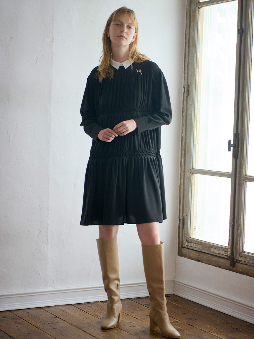 HANAE MORI×CELFORDコラボ】衿付きティアードワンピース(デイリー