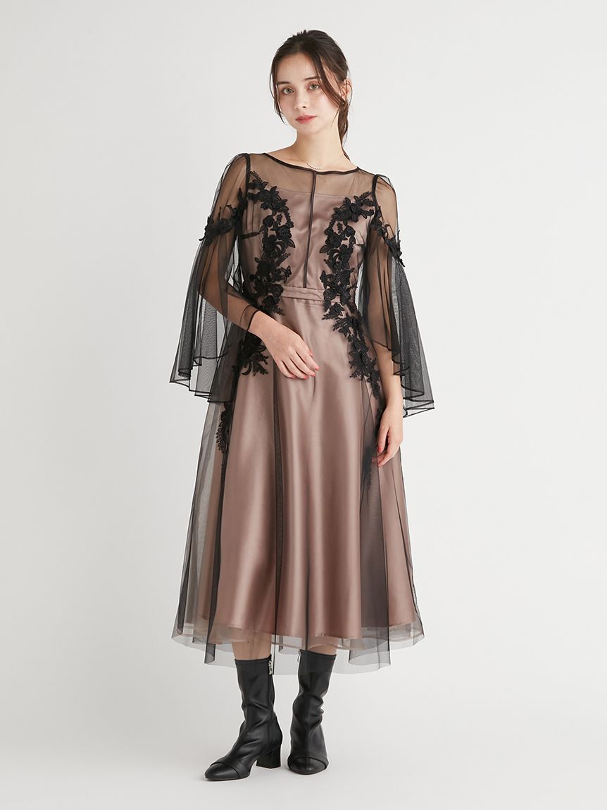 YUMIKATSURAforCELFORD】ローズエンブロイダリーチュールドレス