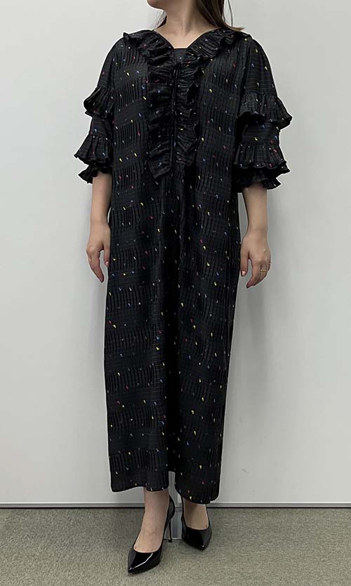 MUVEIL｜クジラストライプフリルワンピース