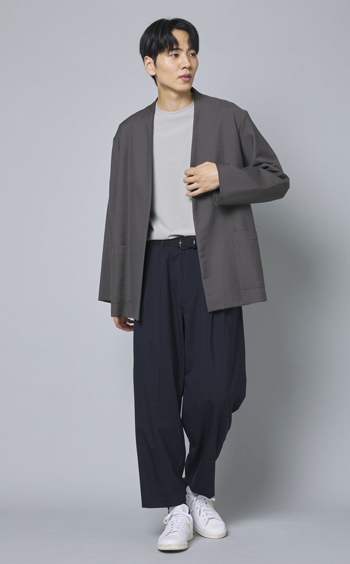 marka｜ウールトロVノーカラージャケット